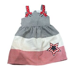 4 T Red, White, and Black Gingham Dress with Star Detail by Counting Daisies